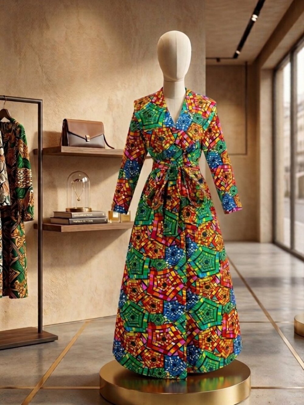 African Print Dresses Autumn and Summer Long Sleeves Ankara Dress